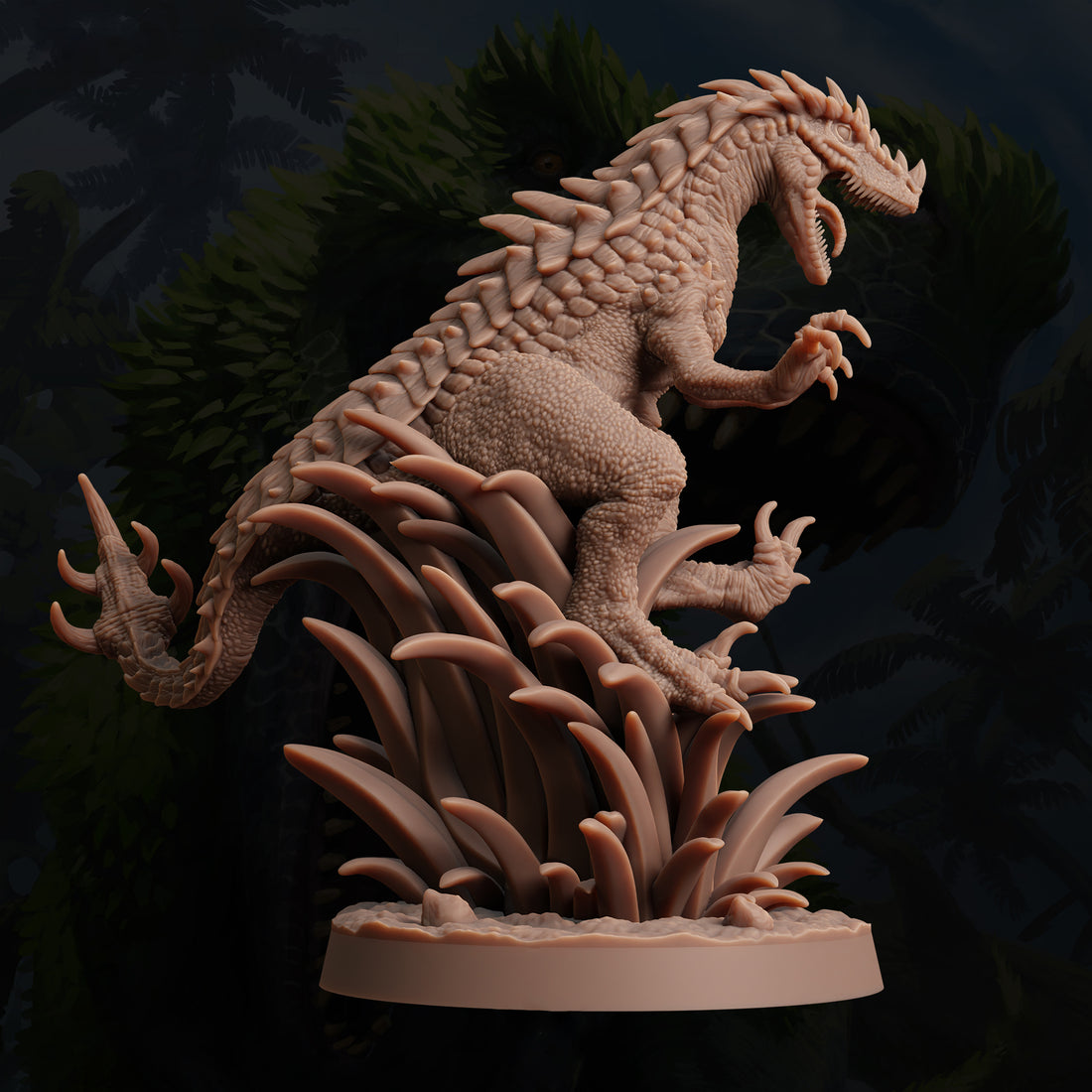 Thornleaf Raptor Miniature – Stalking Ankyloraptor | TTRPG Collectible & Tabletop Model