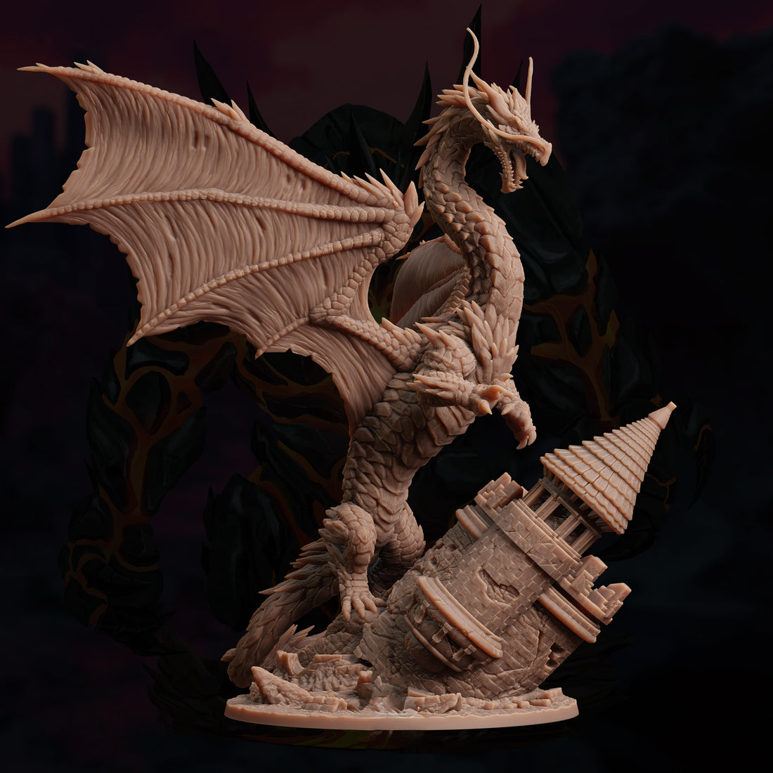 Ironspine Dragon Miniature – Longneck Dragon | TTRPG Collectible & Tabletop Model