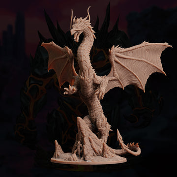 Stormcrest Dragon Miniature – Towering Longneck | TTRPG Collectible & Tabletop Model
