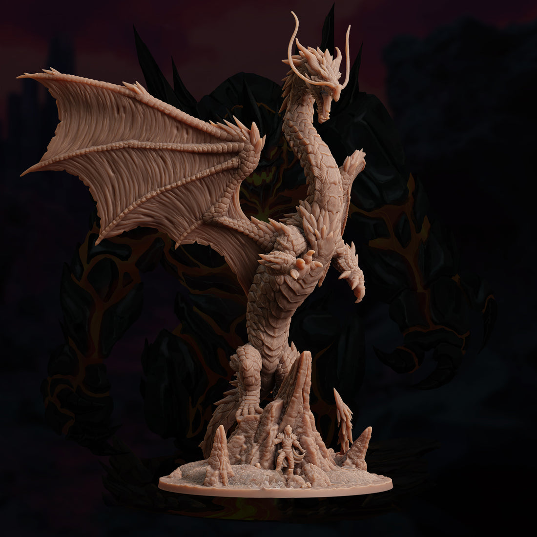 Stormcrest Dragon Miniature – Towering Longneck | TTRPG Collectible & Tabletop Model