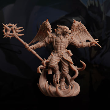 Dragonborn Wizard Miniature – Elemental Spellcaster in Action | D&D TTRPG Model