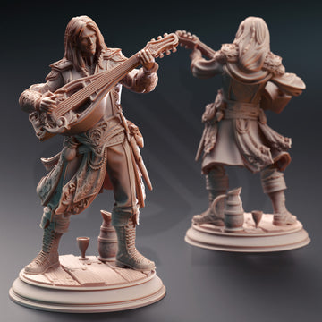 Elvish Bard Miniature – Musical Spellcaster | TTRPG Collectible & Tabletop Model