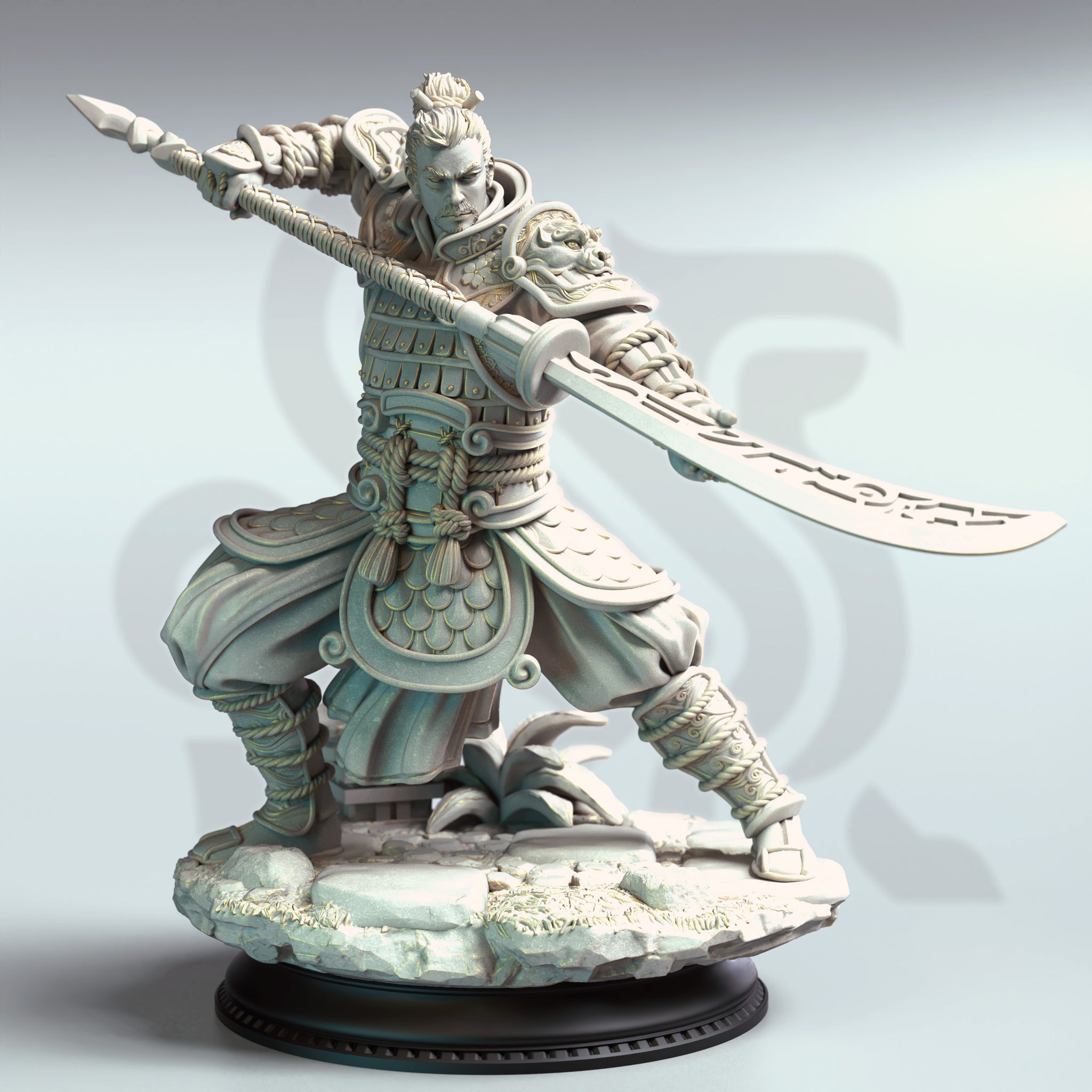 Crimson Glaive Sentinel Miniature – Armored Glaive Warrior | TTRPG Collectible & Tabletop Model