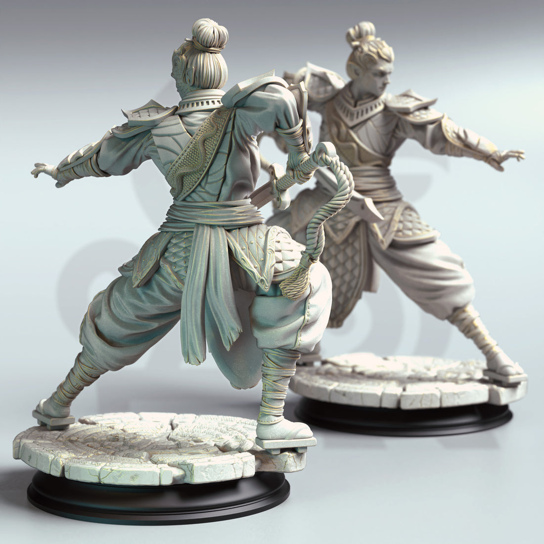 Crimson Blade Vanguard Miniature – Warrior with Jian Sword | TTRPG Collectible & Tabletop Model
