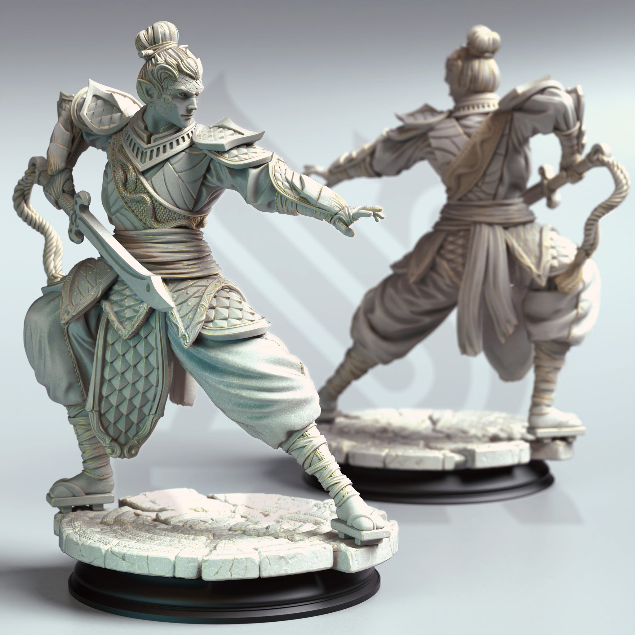 Crimson Blade Vanguard Miniature – Warrior with Jian Sword | TTRPG Collectible & Tabletop Model