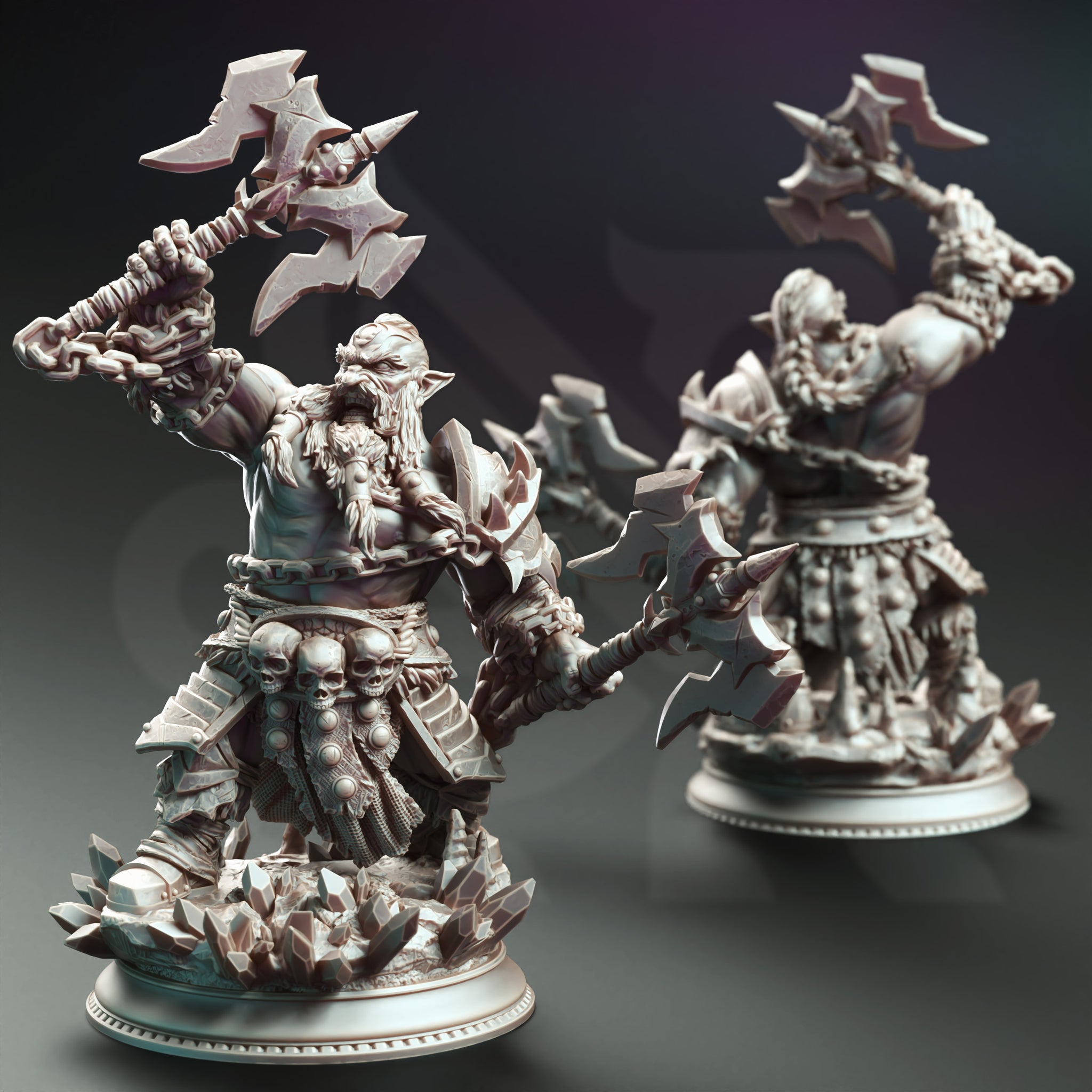 Skullrage Berserker Miniature – Dwarven Barbarian with Axe | TTRPG Collectible & Tabletop Model