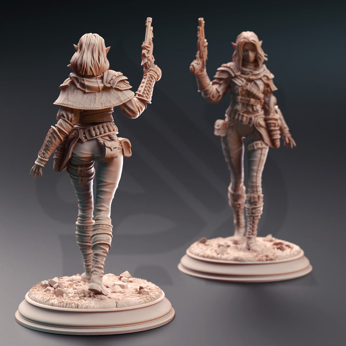 Dusttrail Sharpshooter Miniature – Rogue Cowgirl Gunslinger | TTRPG Collectible & Tabletop Model