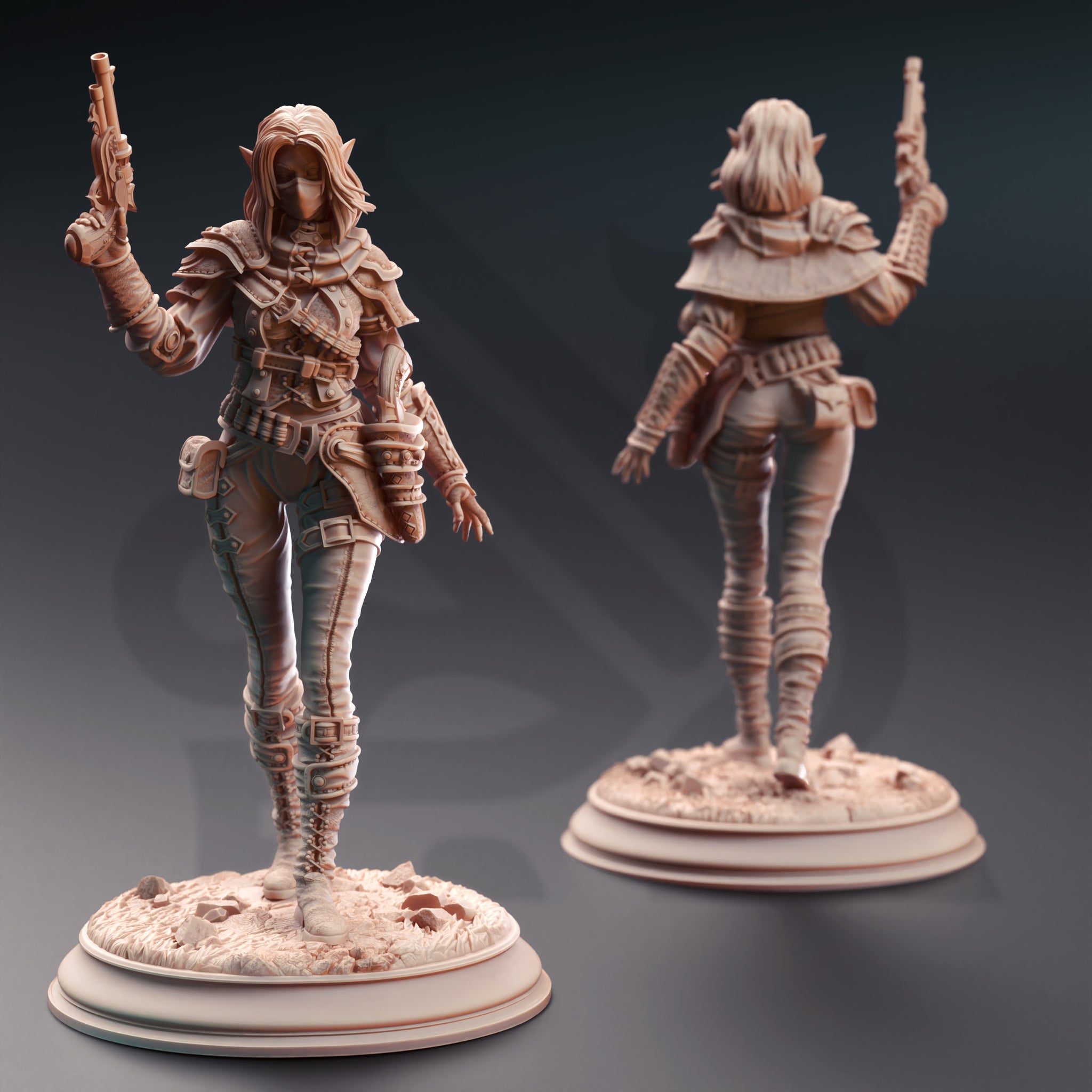 Dusttrail Sharpshooter Miniature – Rogue Cowgirl Gunslinger | TTRPG Collectible & Tabletop Model