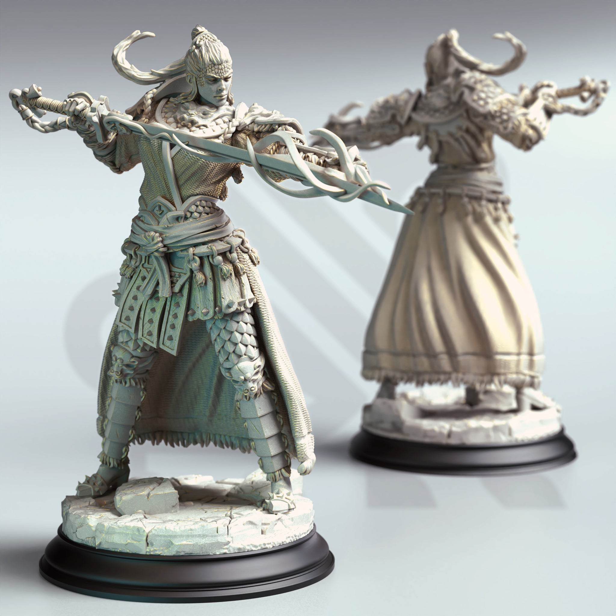 Slitherflare Spellblade Miniature – Serpentfolk Blademancer | TTRPG Collectible & Tabletop Model