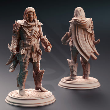 Shadowblade Vagabond Miniature – Rogue Mercenary | TTRPG Collectible & Tabletop Model