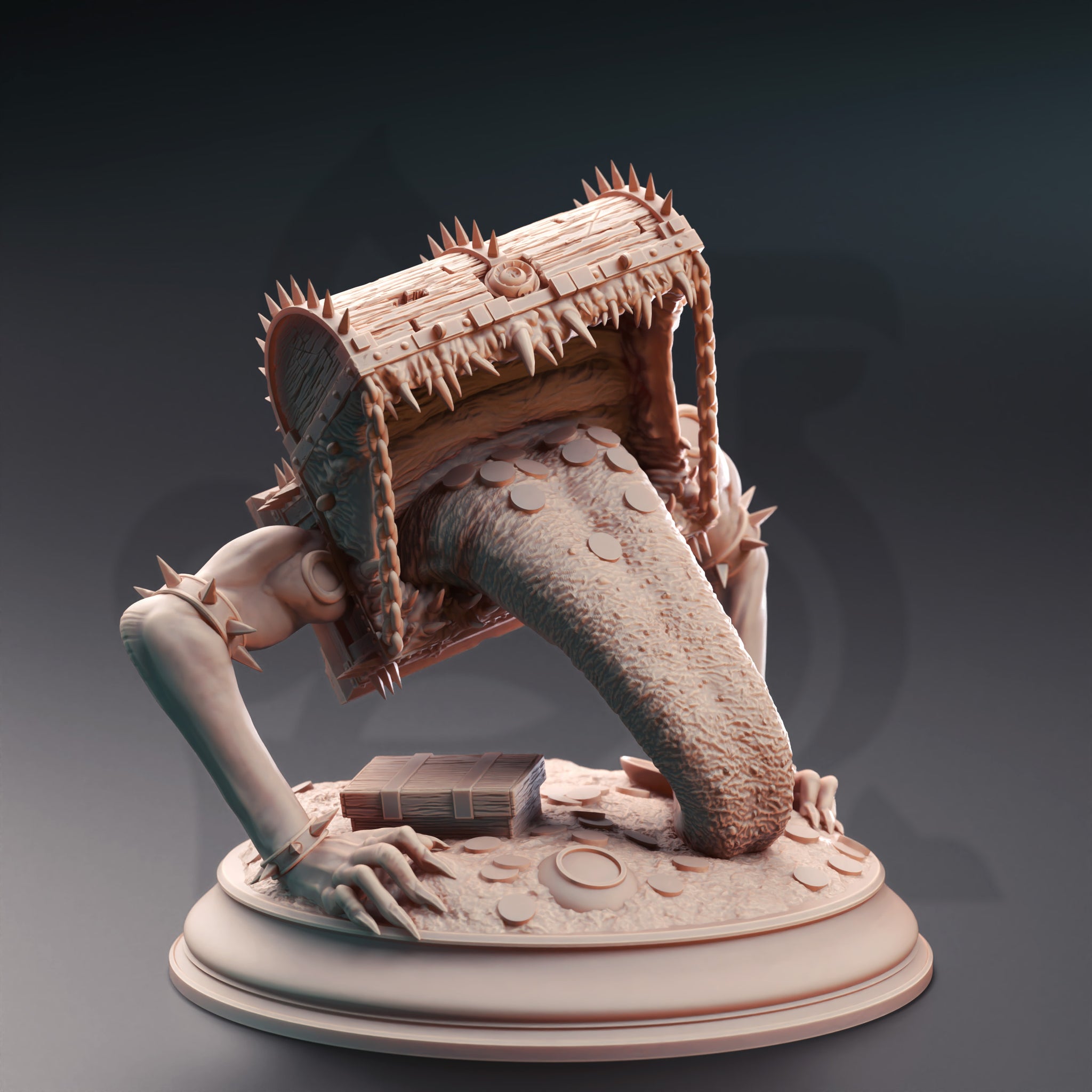 Glimmertrap Devourer Miniature – Classic Treasure Chest Mimic | TTRPG Collectible & Tabletop Model