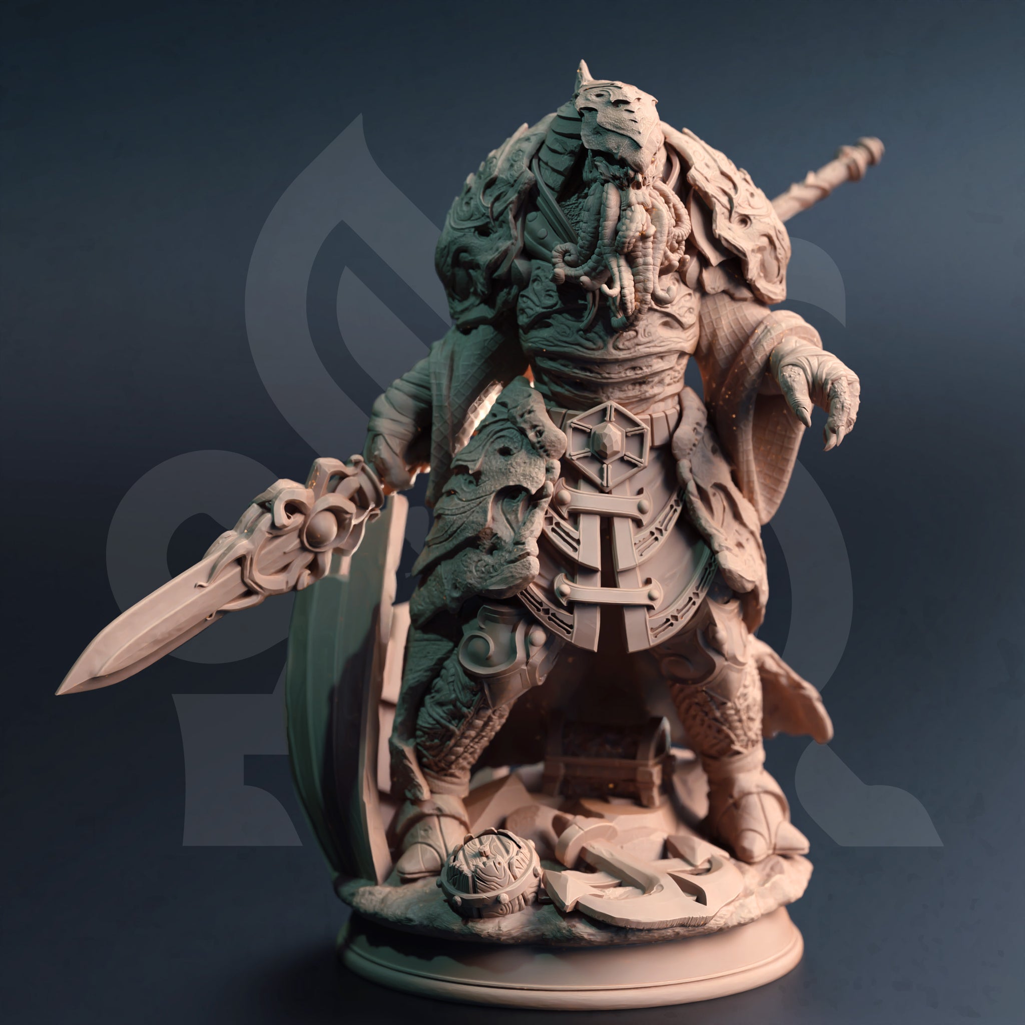 Mindflayer Knight Miniature – Armored Illithid Warrior | TTRPG Collectible & Tabletop Model