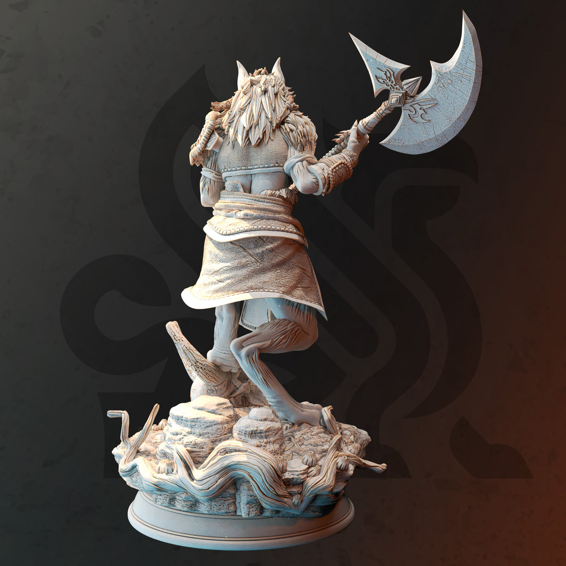 Lycan Axe Warrior Miniature – Werebeast Fighter | TTRPG Collectible & Tabletop Model