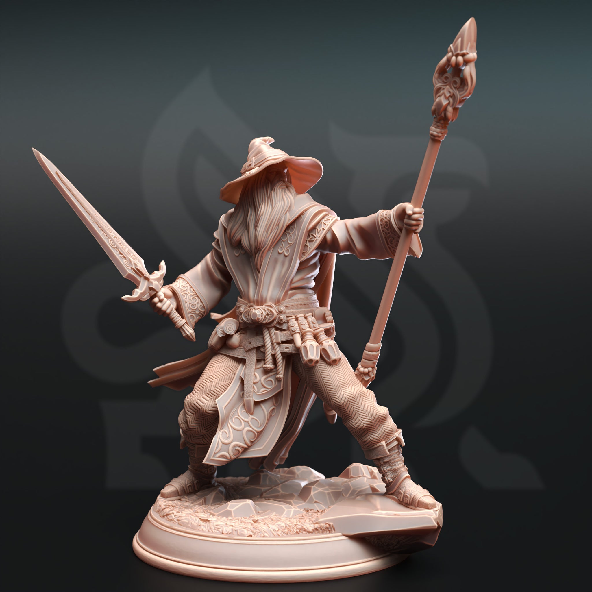 Warrior Mage Miniature – Arcane Battlecaster | TTRPG Collectible & Tabletop Model