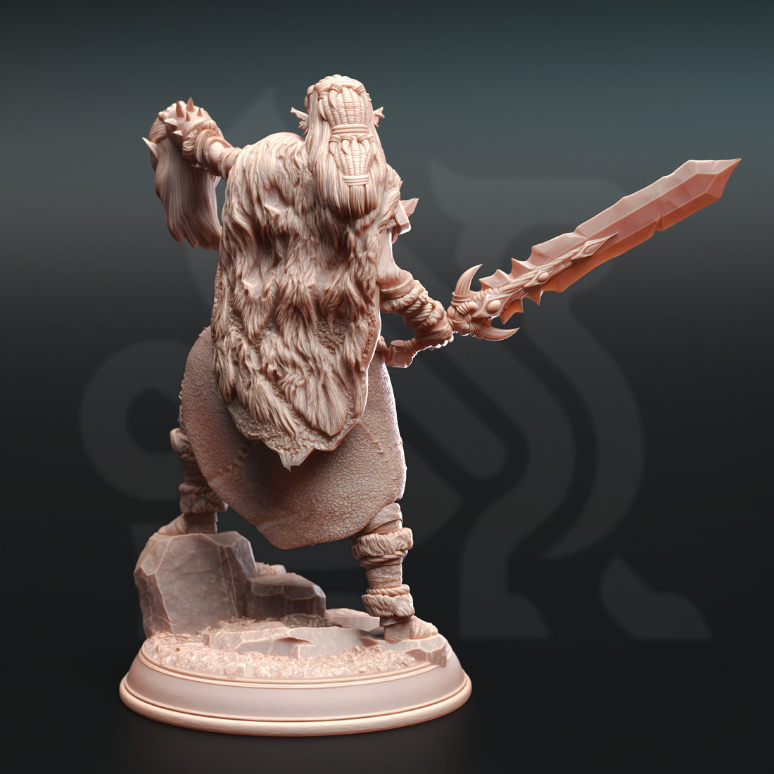 Savage Orc Barbarian Miniature – Fury Warrior | TTRPG Collectible & Tabletop Model