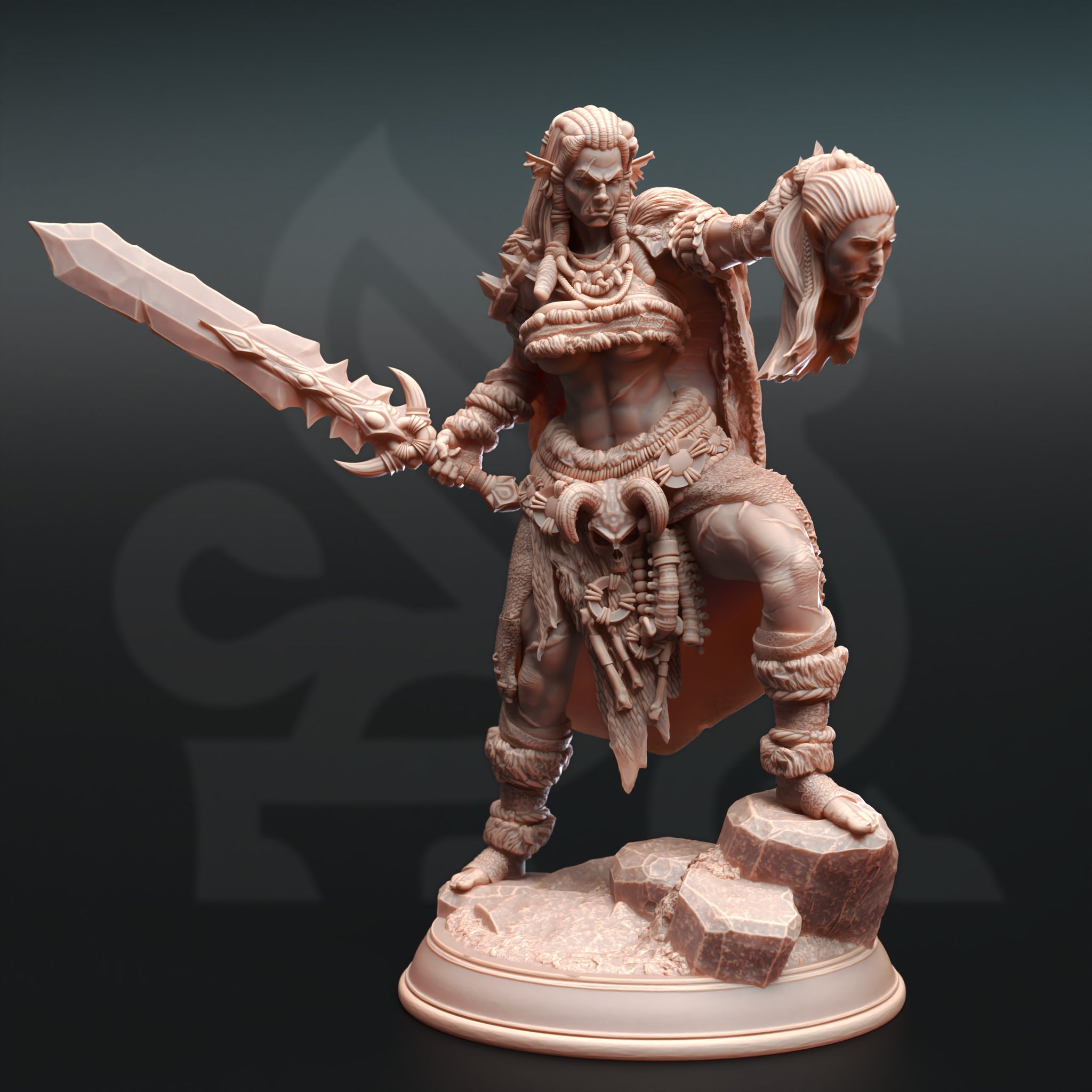 Savage Orc Barbarian Miniature – Fury Warrior | TTRPG Collectible & Tabletop Model