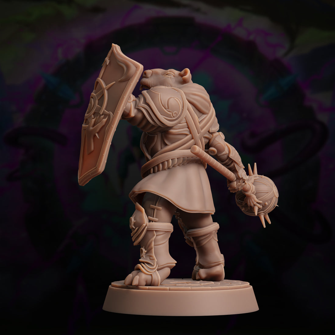 Ratfolk Paladin Miniature – Heavy Armor, Morningstar & Shield | D&D TTRPG Model