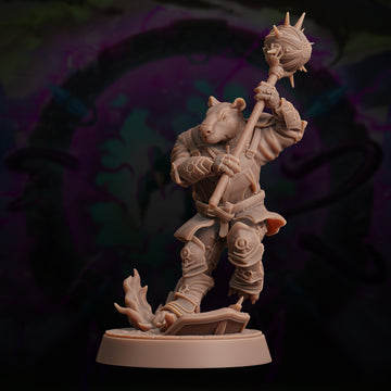 Ratfolk Paladin Miniature – Two-Handed Morningstar Warbringer | D&D TTRPG Model