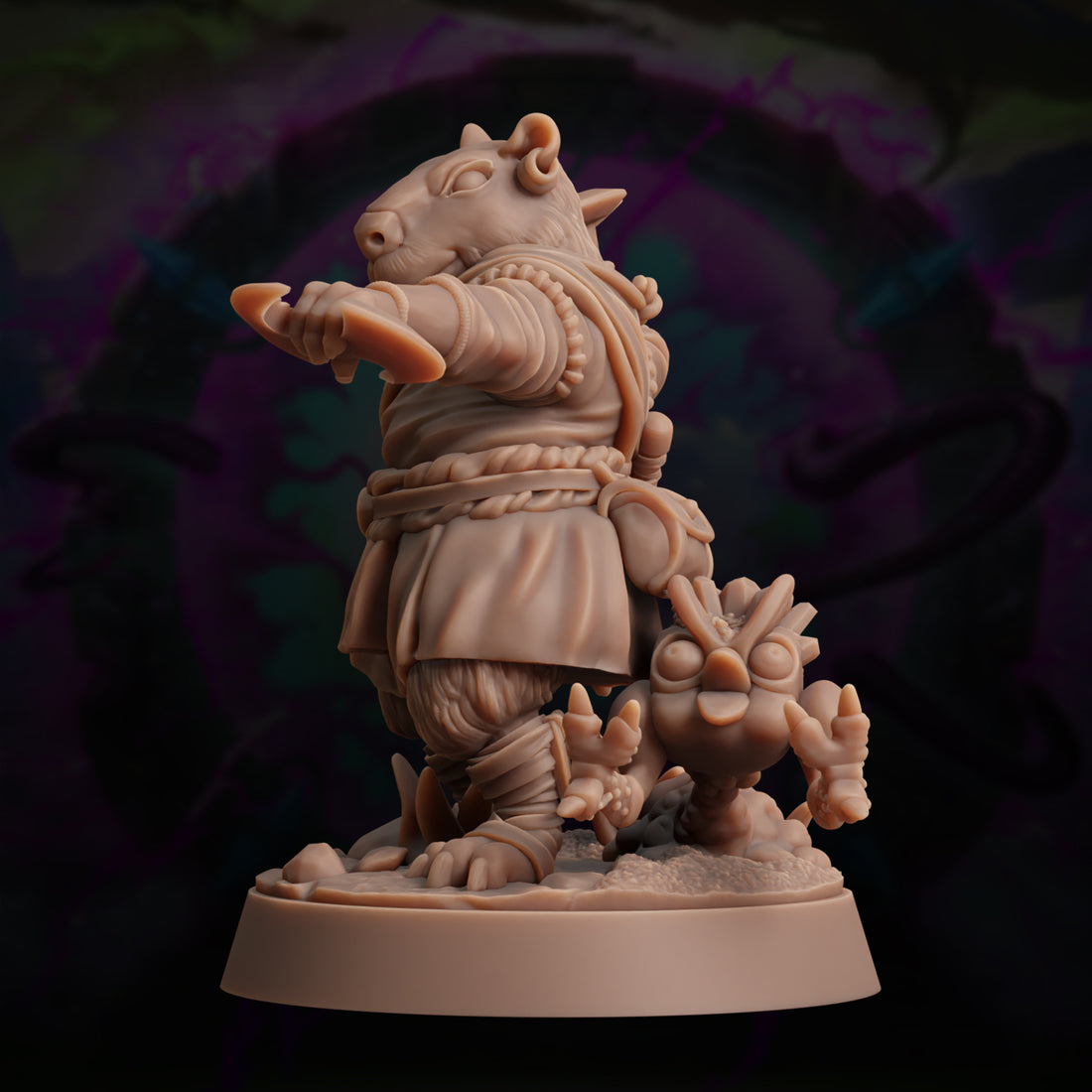 Ratfolk Monk Miniature – Whirling Discus Fighter | D&D TTRPG Model