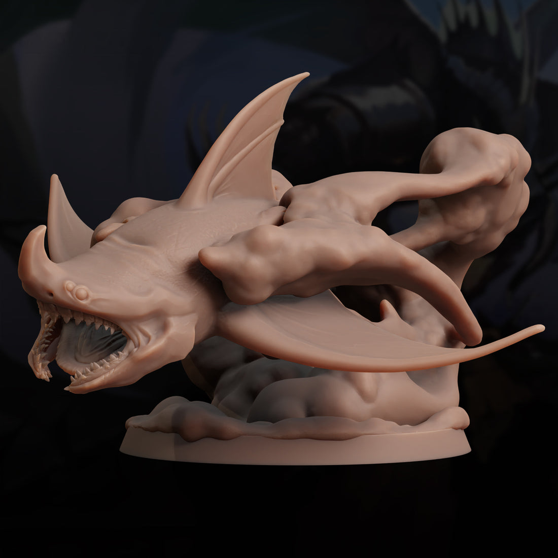 Cloud Shark Miniature – Diving Sky Hunter | D&D TTRPG Monster Model