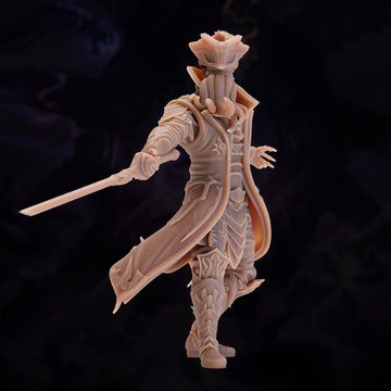 Illithid Pirate Captain Miniature – Fencing Duelist | D&D TTRPG Model
