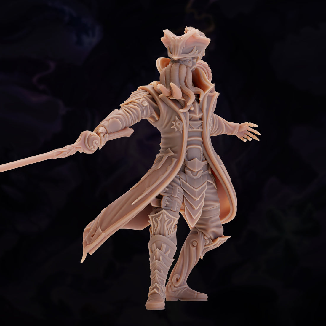 Illithid Pirate Captain Miniature – Fencing Duelist | D&D TTRPG Model