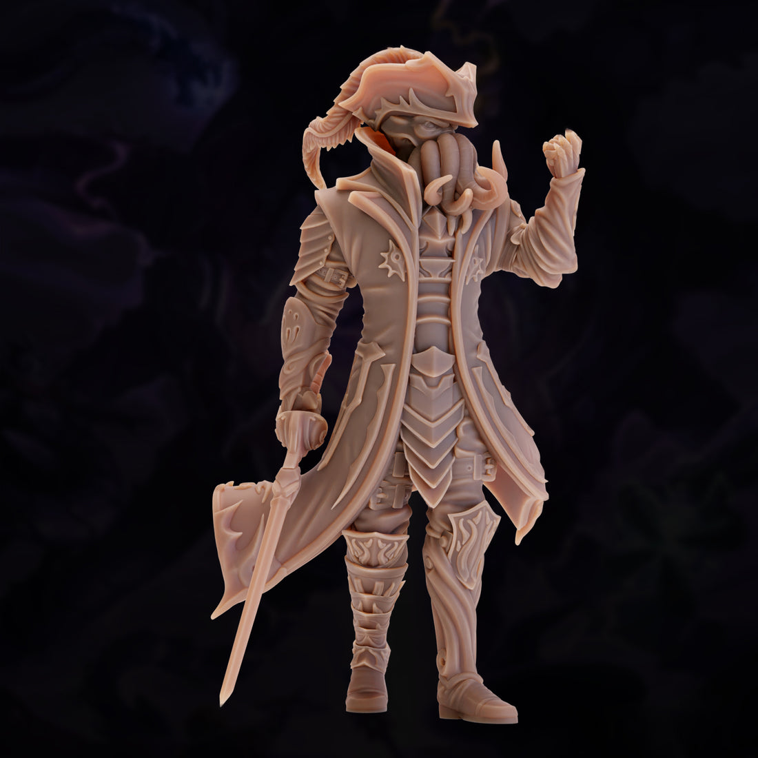 Illithid Pirate Captain Miniature – Commanding Mind Flayer | D&D TTRPG Model