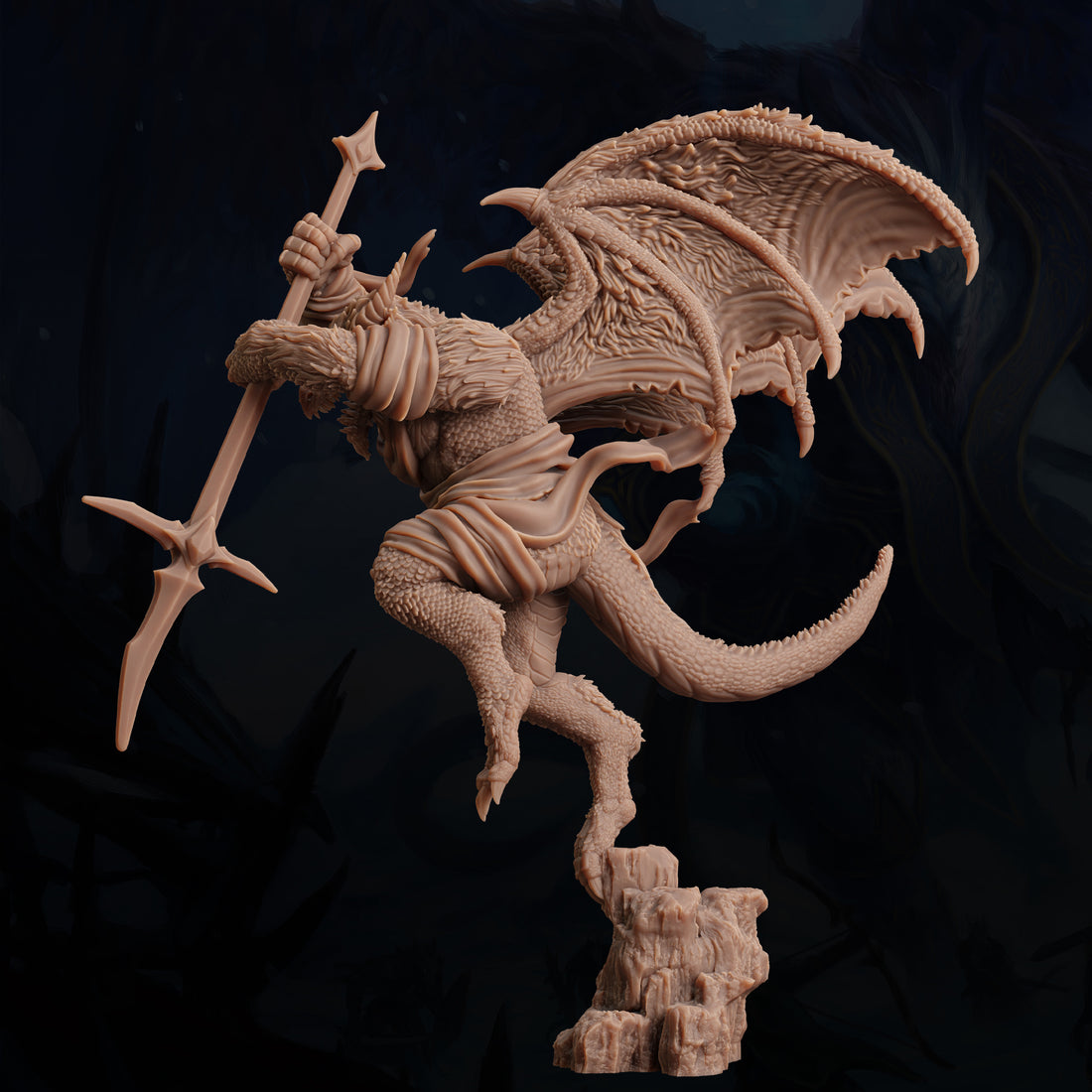 Dragonborn Warrior Miniature – Spear Executioner | D&D TTRPG Model