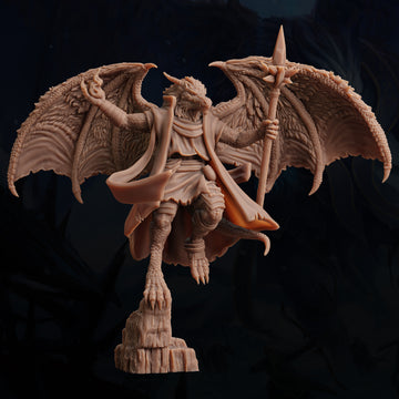 Dragonborn Overseer Miniature – Arcane Staff Mage | D&D TTRPG Model