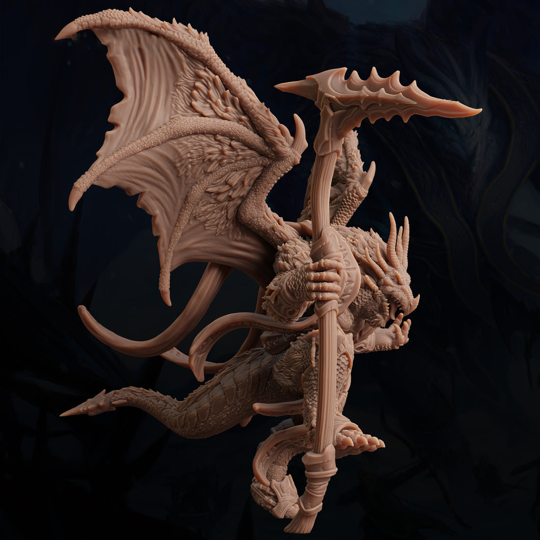 Dragonborn Barbarian Miniature – Scythe Tyrant | D&D TTRPG Model