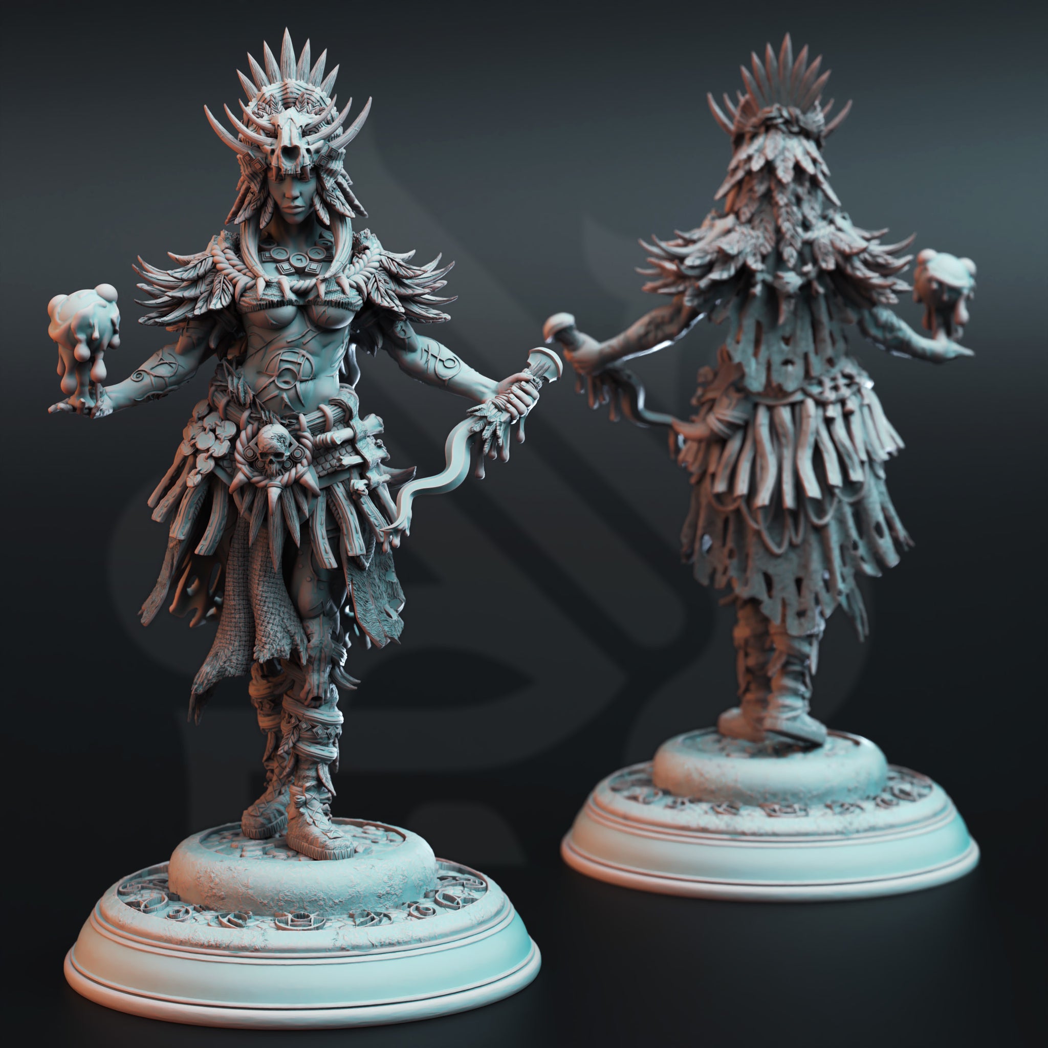 Feral Witchdoctor Miniature – Tribal Spellcaster | TTRPG Collectible & Tabletop Model