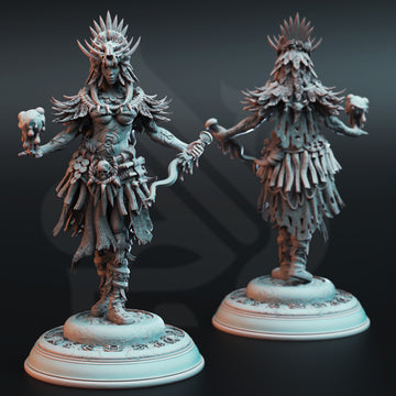 Feral Witchdoctor Miniature – Tribal Spellcaster | TTRPG Collectible & Tabletop Model