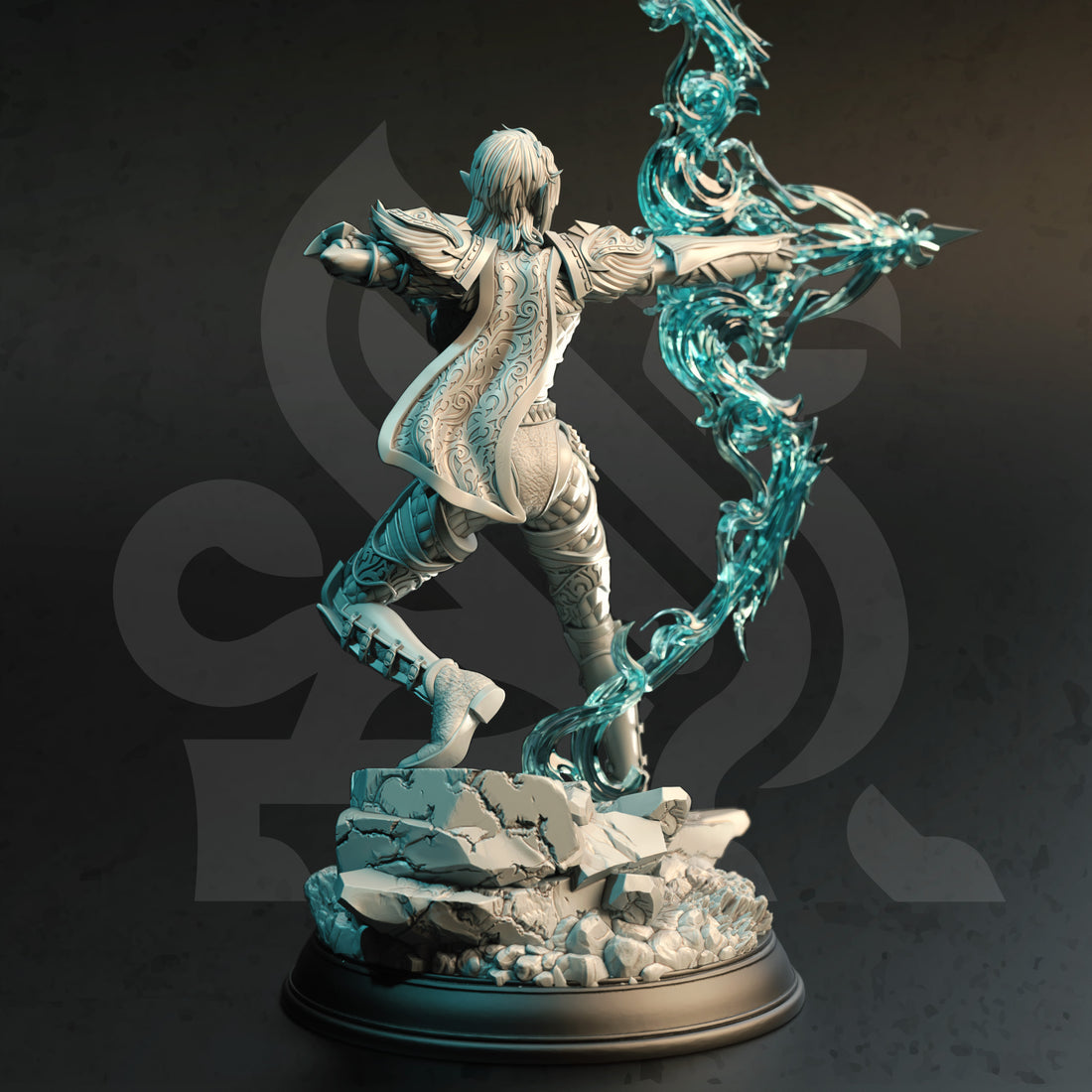 Elemental Archer Miniature – Arcane Marksman | TTRPG Collectible & Tabletop Model