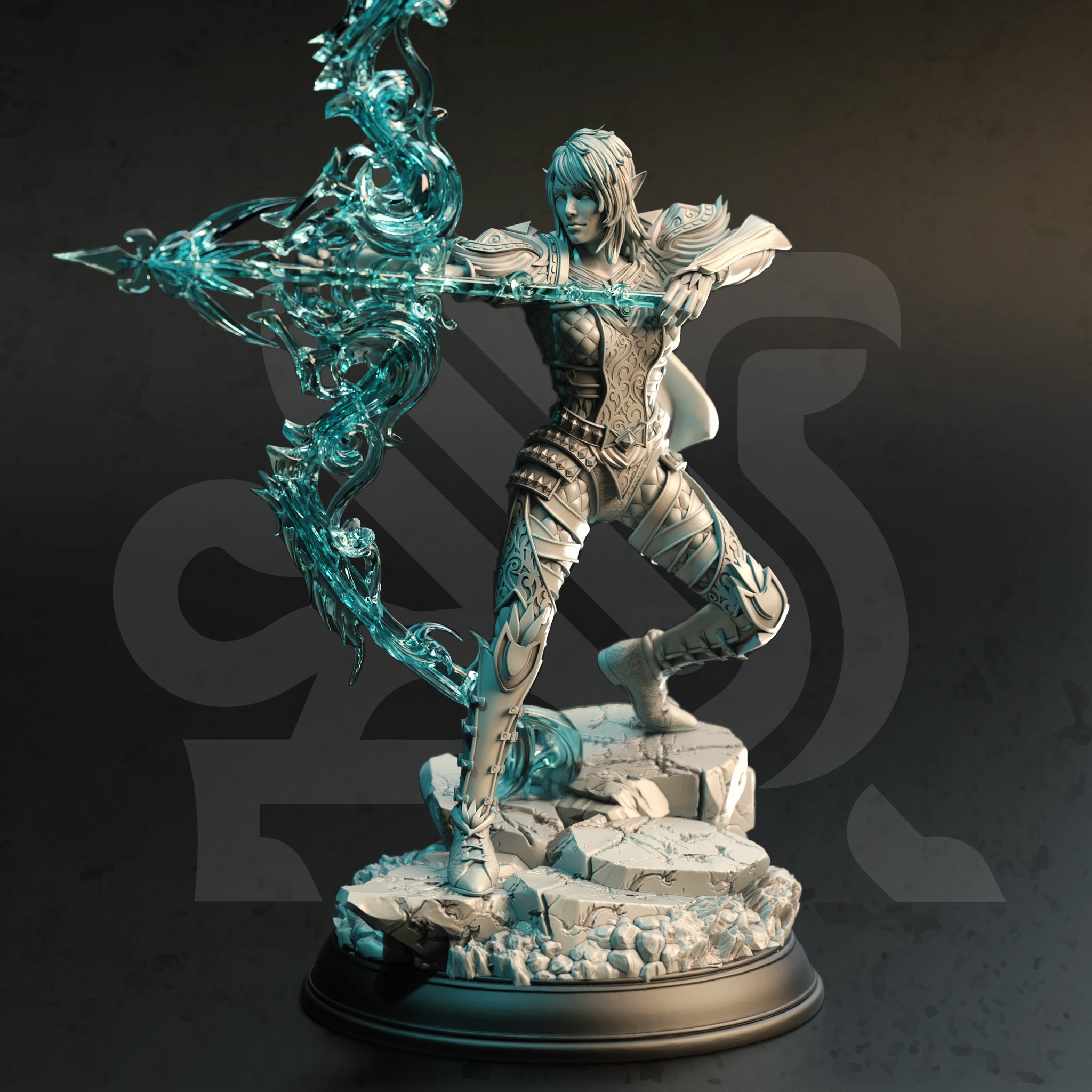 Elemental Archer Miniature – Arcane Marksman | TTRPG Collectible & Tabletop Model