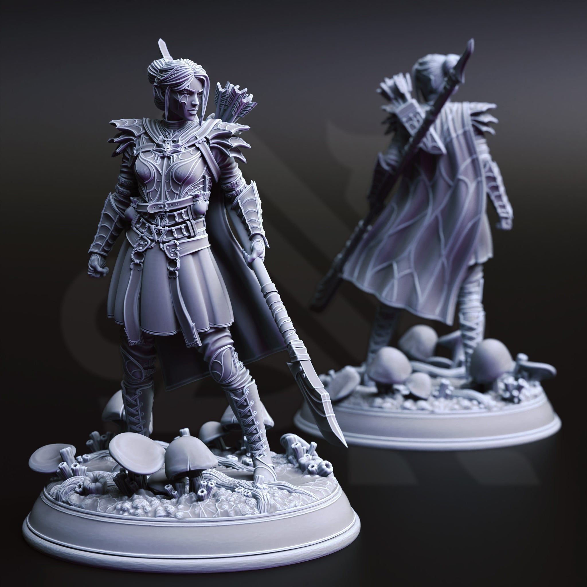 Nightveil Reaper Miniature – Drow Ranger with Glaive | TTRPG Collectible & Tabletop Model