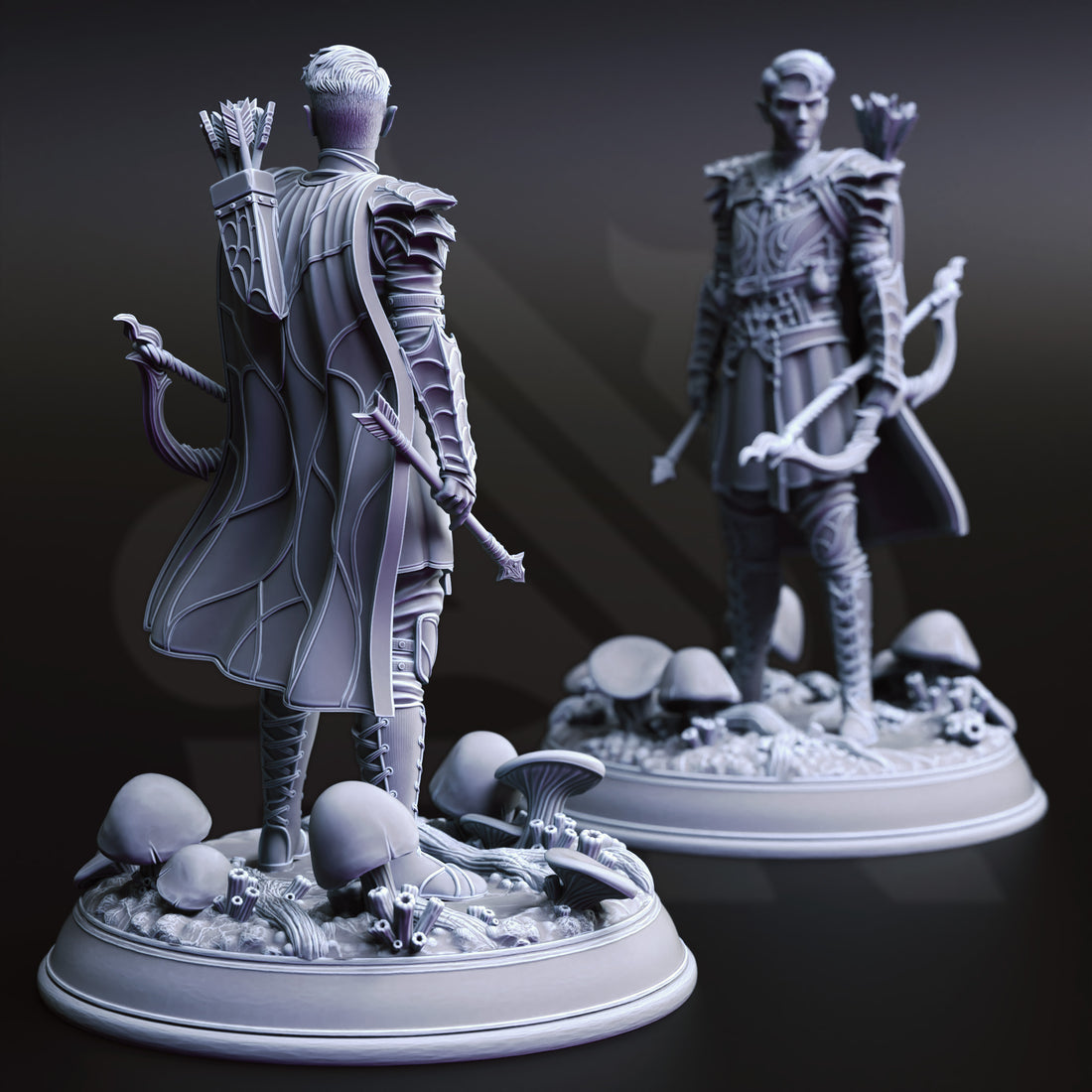 Shadowspike Devotee Miniature – Male Drow Ranger Servant of Lolth | TTRPG Collectible & Tabletop Model