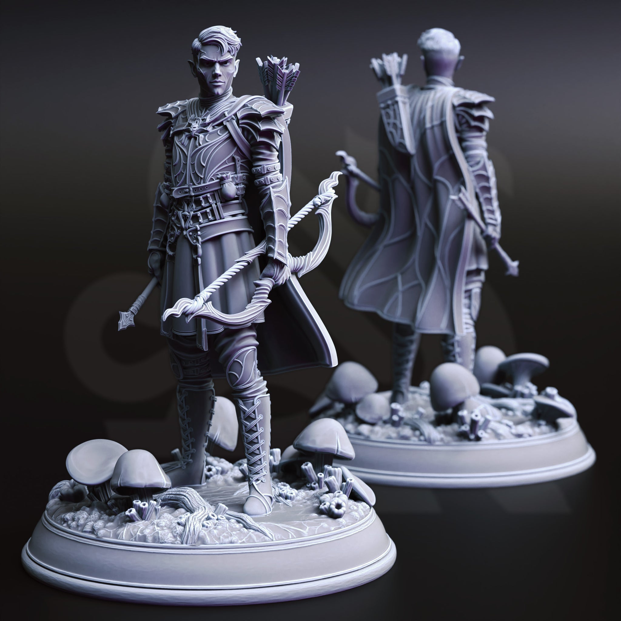 Shadowspike Devotee Miniature – Male Drow Ranger Servant of Lolth | TTRPG Collectible & Tabletop Model