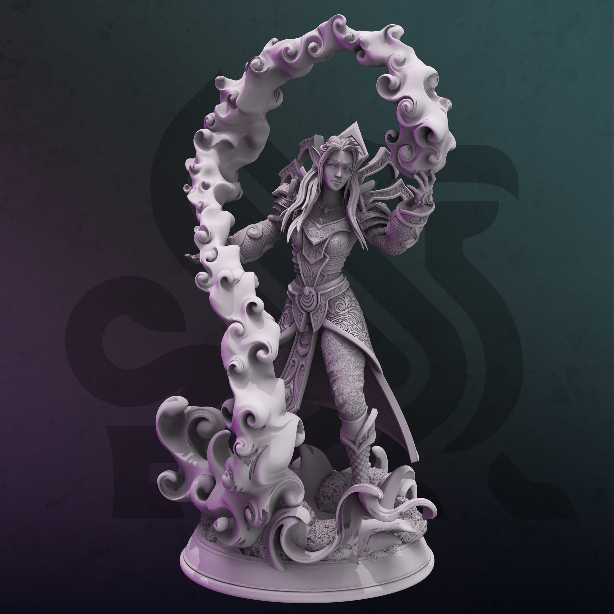 Aetherion Elementalist Miniature – Elvish Sorceress | TTRPG Collectible & Tabletop Model