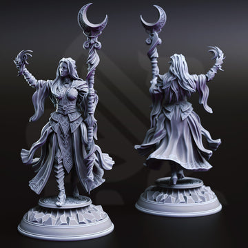 Moonspire Arcanist Miniature – Elvish Lunar Mage | TTRPG Collectible & Tabletop Model