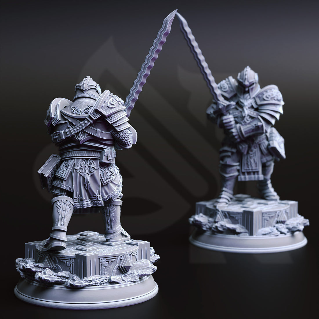 Ironcrest Vanguard Miniature – Dwarven Warrior with Two-Handed Kriss | TTRPG Collectible & Tabletop Model