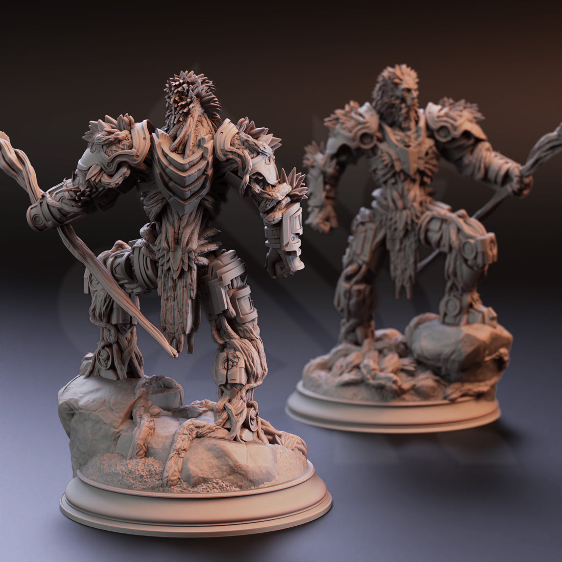 Verdant Sentinel Miniature – Warforged Automaton with Spear | TTRPG Collectible & Tabletop Model