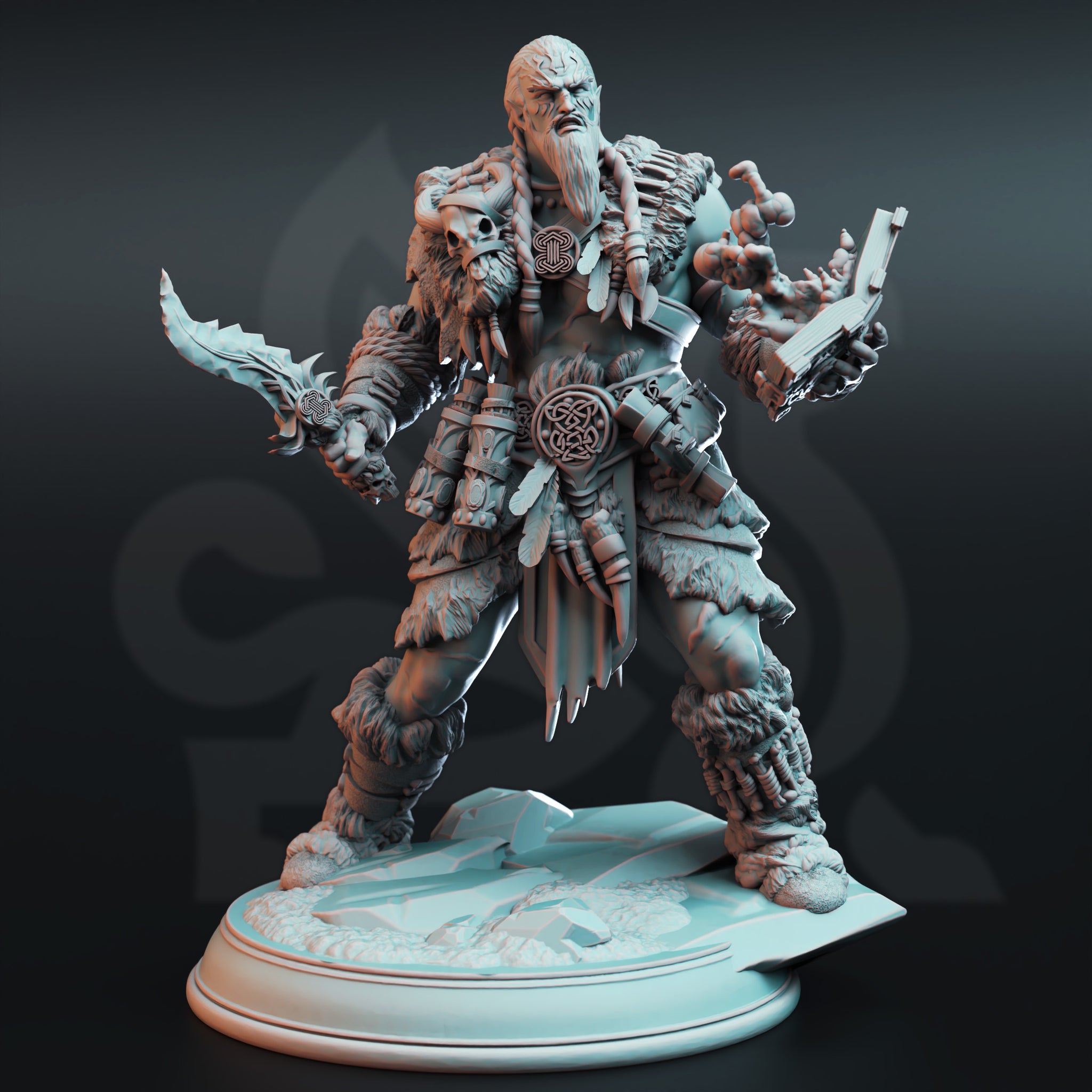 Frostblood Ritualist Miniature – Blood Mage with Dagger | TTRPG Collectible & Tabletop Model