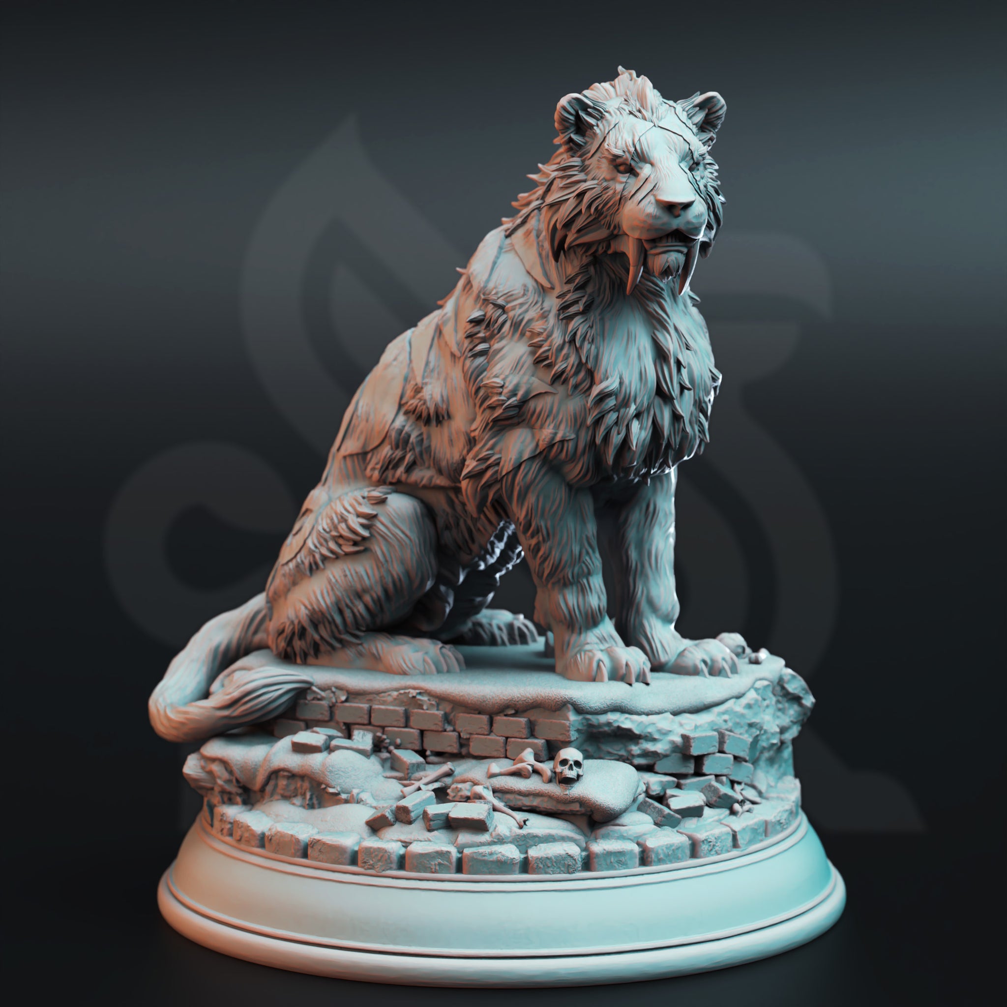 Frostfang Cat Miniature – Ancient Sabretooth Tiger | TTRPG Collectible & Tabletop Model