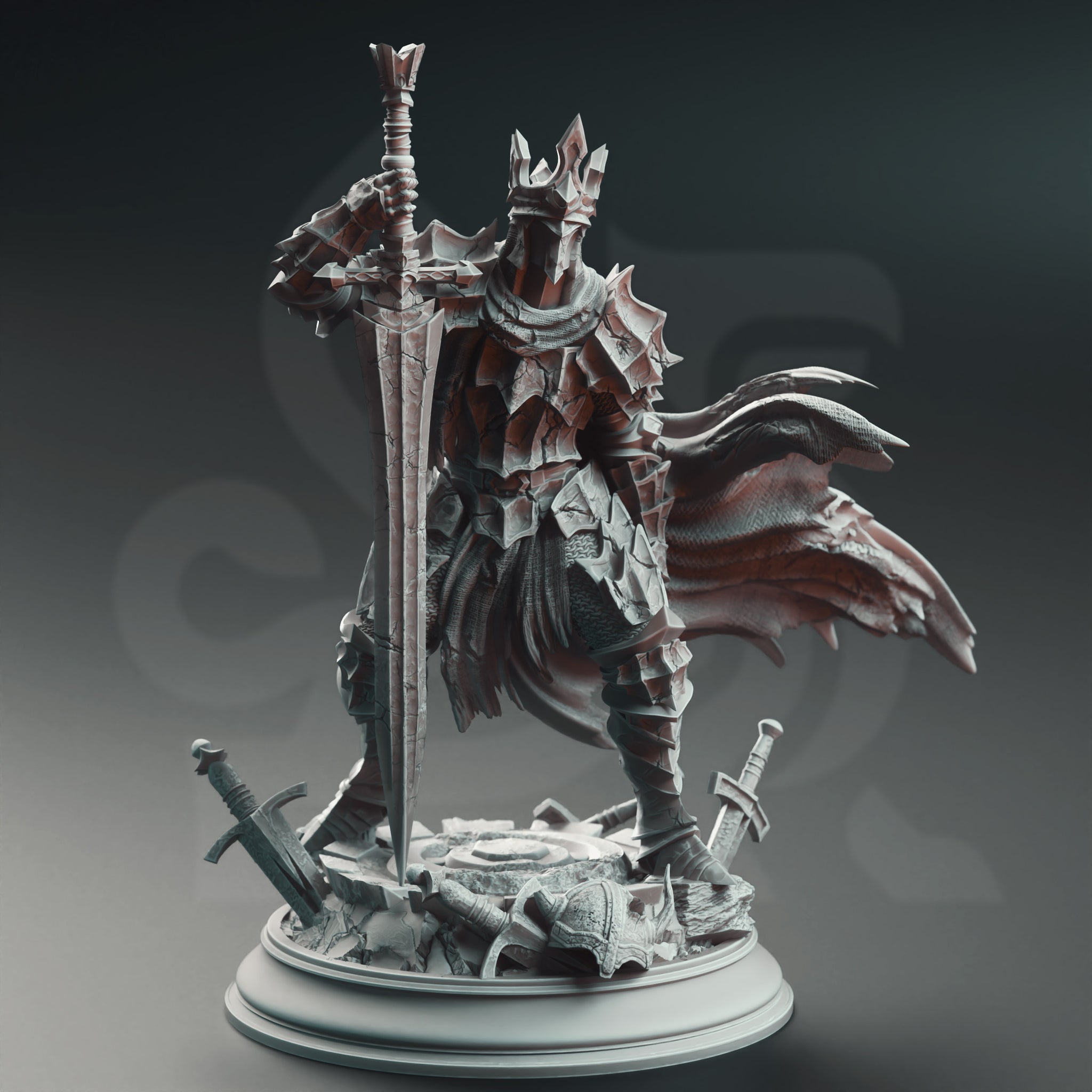 Obsidian Sentinel Miniature – Faceless Stone Knight in Heavy Armor | TTRPG Collectible & Tabletop Model