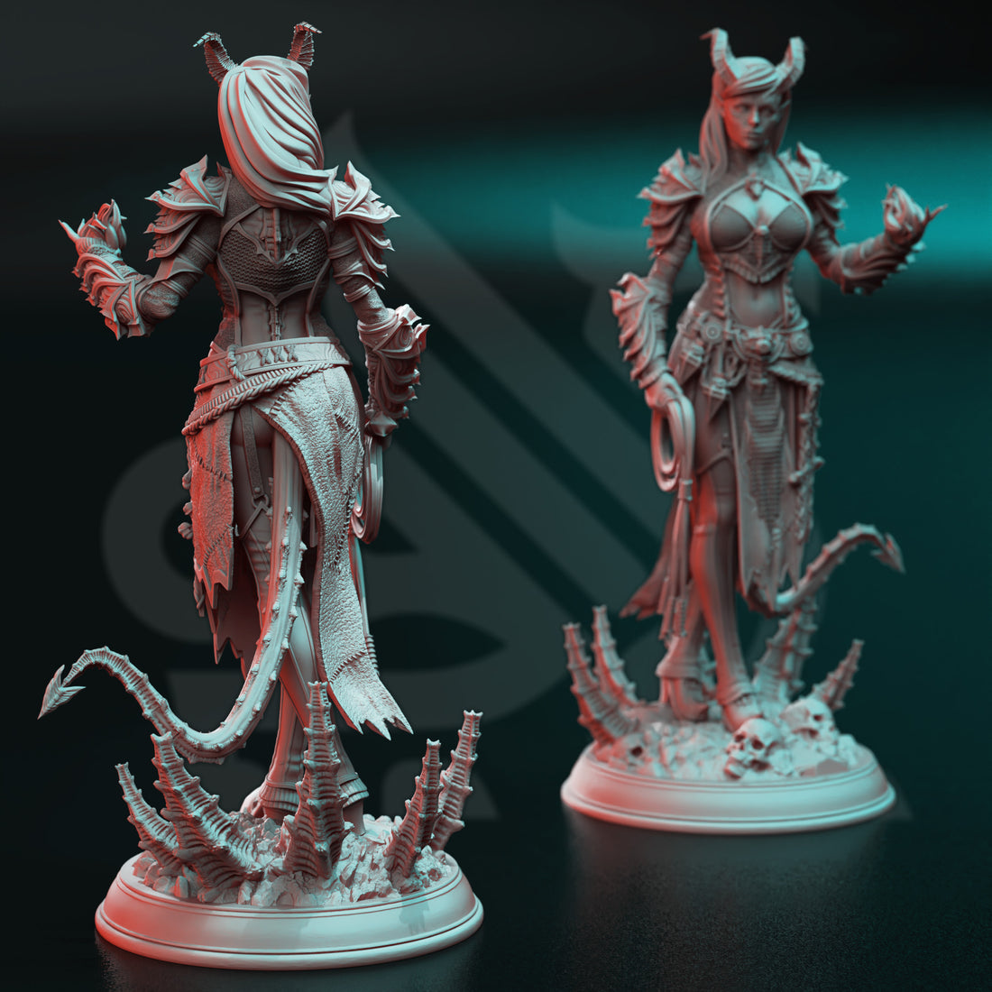 Sorceress of Sadism Miniature – Infernal Tiefling Spellcaster | TTRPG Collectible & Tabletop Model