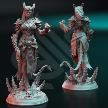 Sorceress of Sadism Miniature – Infernal Tiefling Spellcaster | TTRPG Collectible & Tabletop Model