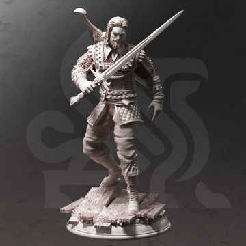 Ironwatch Ranger Miniature – Urban Ranger with Sword & Bow | TTRPG Collectible & Tabletop Model