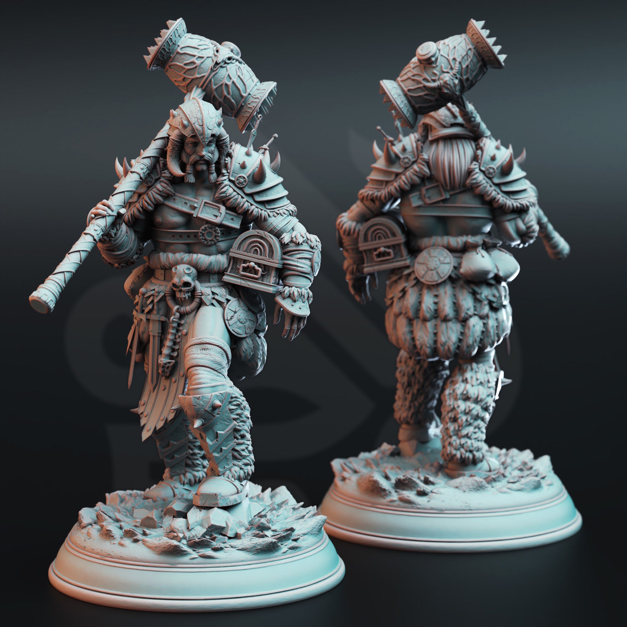 Bonegarde Juggernaut Miniature – Beast Hunter with Giant Hammer | TTRPG Collectible & Tabletop Model