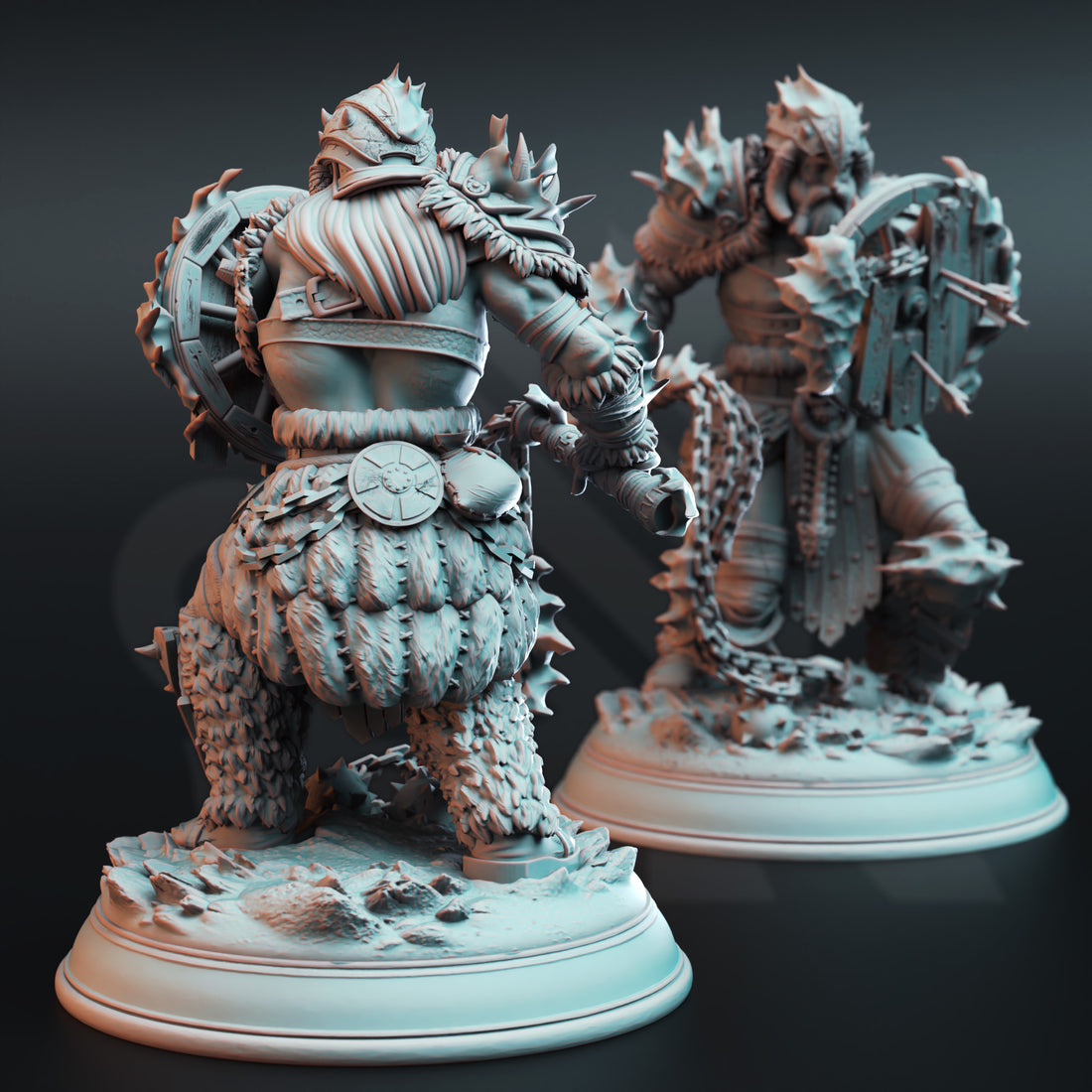 Marrowshield Warden Miniature – Beast Hunter with Flail & Buckler | TTRPG Collectible & Tabletop Model