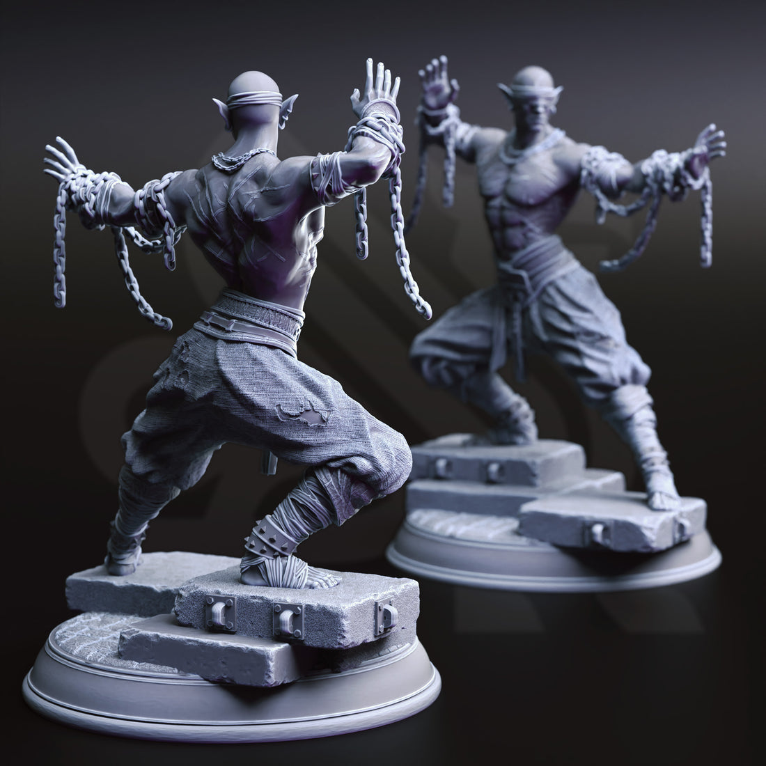 Veilstrike Ascetic Miniature – The Blind Monk | TTRPG Collectible & Tabletop Model
